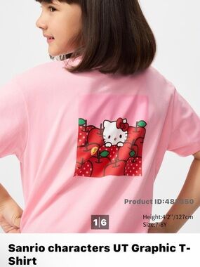 Hello Kitty x Uniqlo T-shirt / size 13 youth / Pink